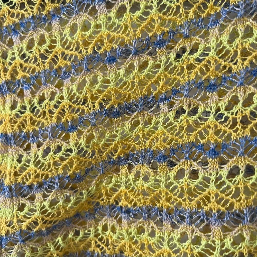 BNWT Zara Yellow Pointelle Knit Crop Sweater Medium Boho Festival Top - Picture 14 of 16
